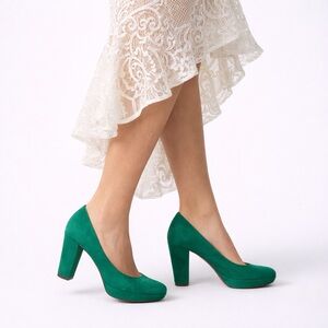 MARC Chic Green Suede Heels for Women 9.5